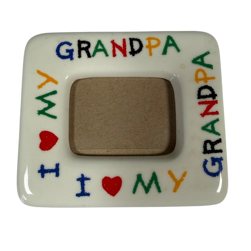 Picture Frame I Love My Grandpa White Fridge Magnet Ceramic Gift 3.5"x3" Retro